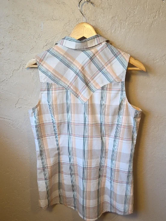 Wrangler Retro Plaid Shirt - Peach, Cream & Light Blue - Picture 4 of 4